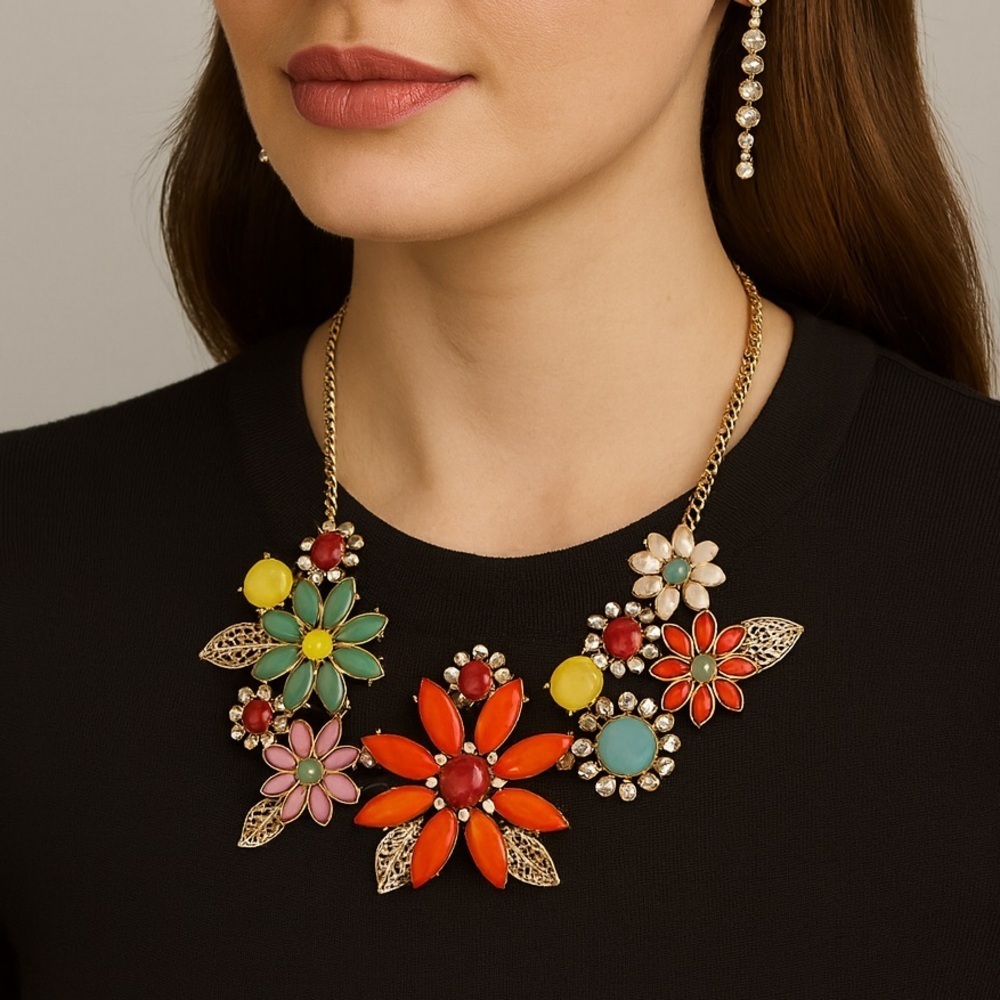 BOLD Statement Necklace with Multicolor Accents